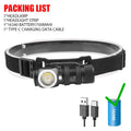 Powerful P8 LED Headlamp Type-c Rechargeable Head Flashlight with Magnet Tail 3 Modes Lighting Outdoor Camping Fishing Lantern Oasis Select With 16340 Battery 3Pcs