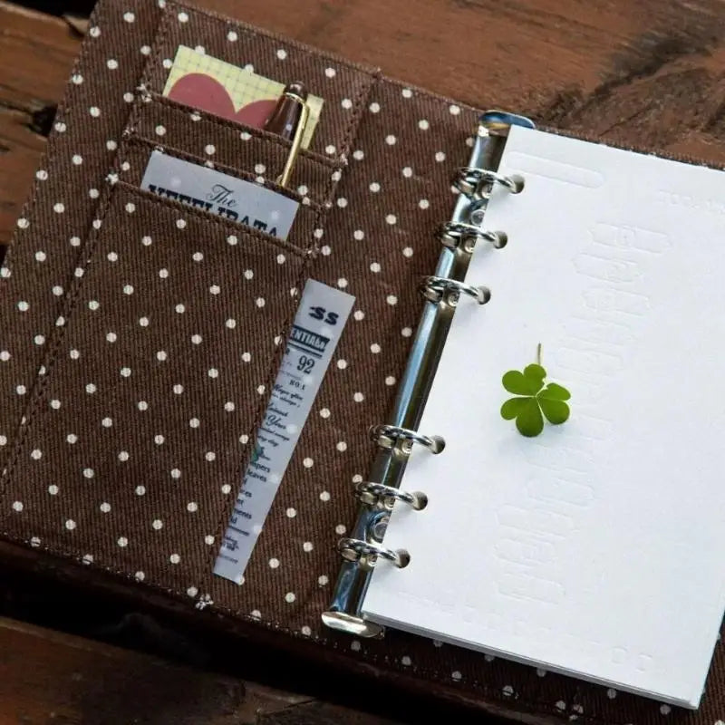Retro Polka Dot Canvas Notebook Cute Snap Closure Cartoon Photo Insert for Valentine's Day Gift to Girlfriend Oasis Select