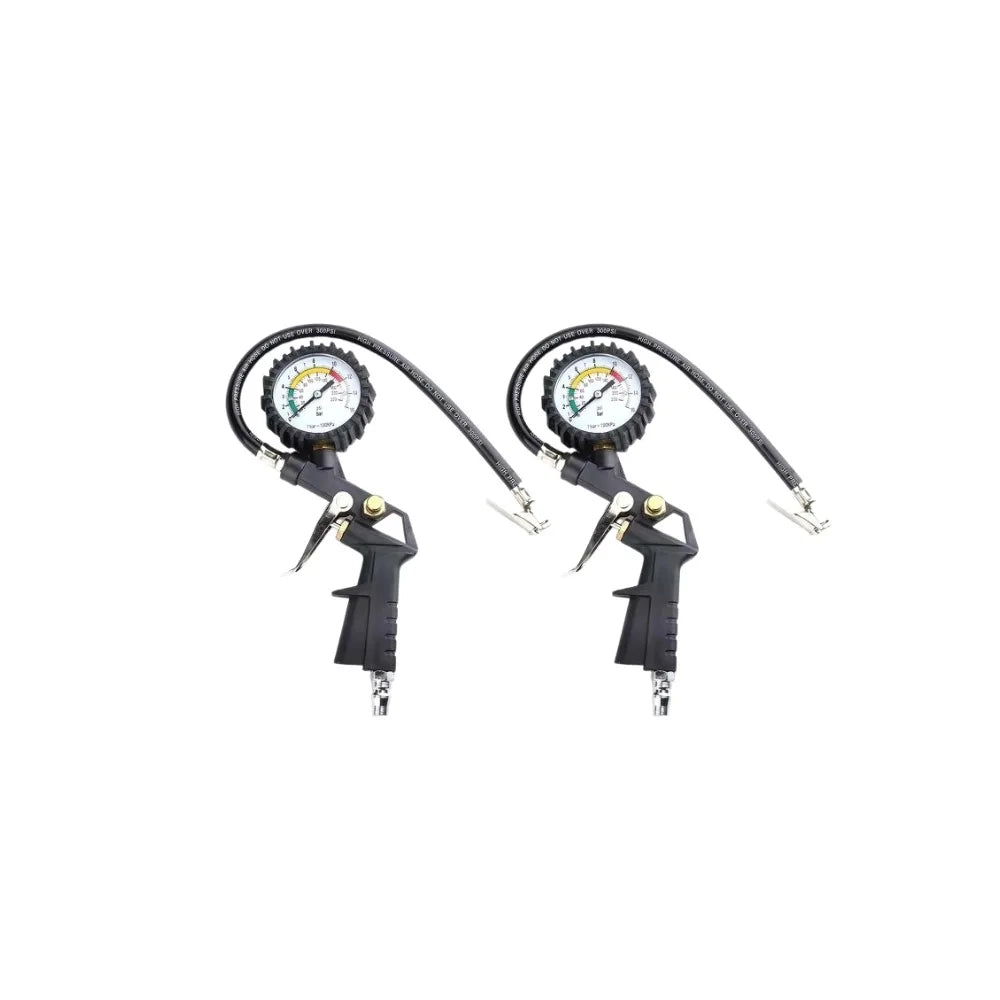 220Psi Auto Tire Pressure Gauge Pressure Gun Type For Air Compressor Car SUV Motorcycle Inflator Pump Tire Repair Tool Oasis Select Black-2pcs