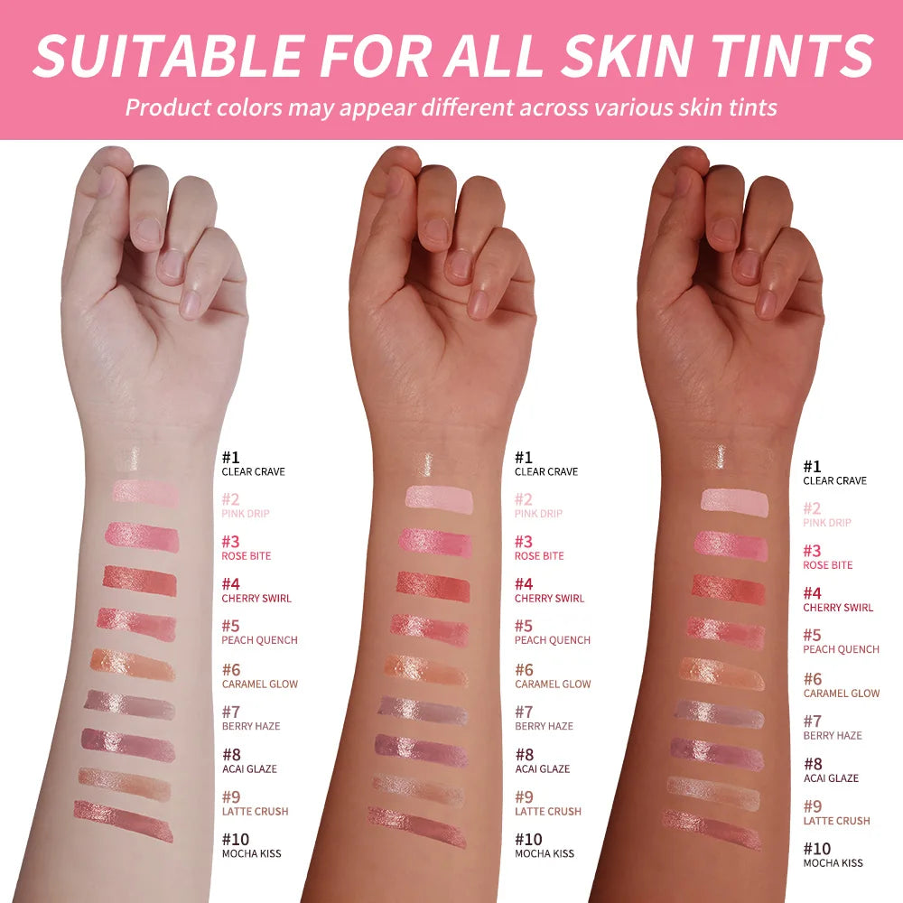 Lip Balm Glossy Glazed Finish Improves Lip Lines Hydration Plump Lip Balm 24HR Long Lasting Moisturizing Treatment 10 Colors Oasis Select