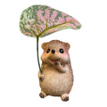 Leaf Umbrella Hedgehog Figurine | Resin Garden Statue Decor Garden Figurine Oasis Select Hedgehog