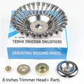 6/8 Inch Steel Wire Weed Brush Cutter Head – Universal Trimmer Grass Trimmer Head Oasis Select 8 Inch with 4 Parts