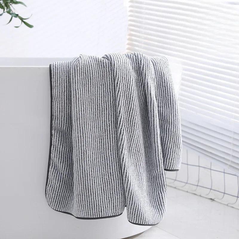 Thickened Bath Towels for The Body Microfiber Towel Soft and Absorbent Washcloths for Hand Face Bath Spa Yoga Fitness Home Oasis Select Stripe 70x35cm