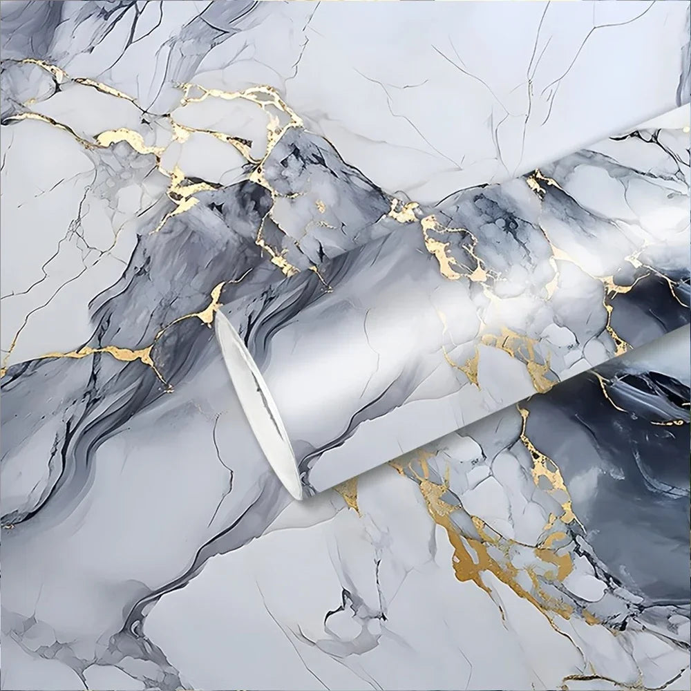 Marble-Patterned Wall Sticker 40cm Wide Waterproof Stain-Resistant And Oil-Resistant PVC Self-Adhesive Wallpaper For Kitchens. Oasis Select
