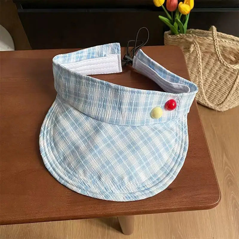 zomer pet dames Plaid Empty Top Sun Visor Hat Women uv차단 шляпа женская от солнца Gorros para el sol de mujer Adjustable Cap Oasis Select Blue