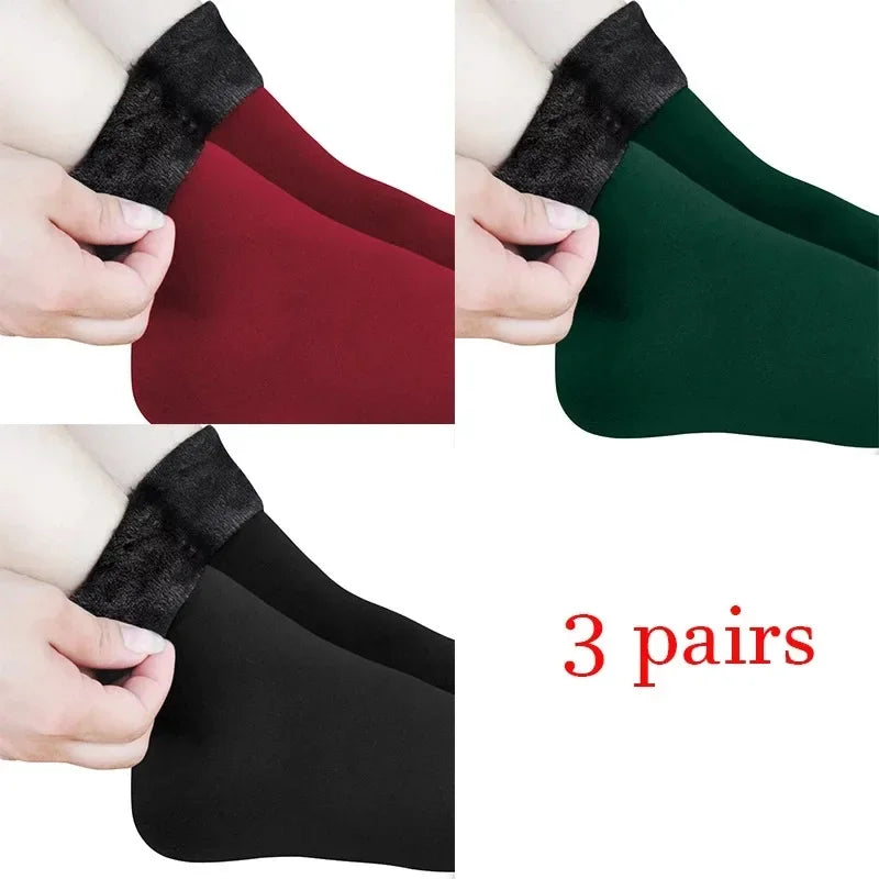 Women Winter Socks Hermal Cashmere Wool Socks Warm Thicken Thermal Snow Boots Floor Socks Oasis Select red-green-black