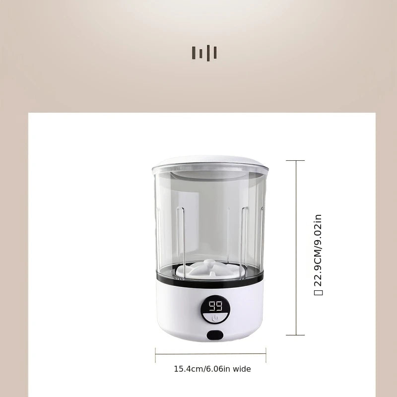 A White 2L Mini Fully Automatic Portable Turbine Led Washing Cup and Compact for Children's Clothing, Underwear, and Socks Oasis Select
