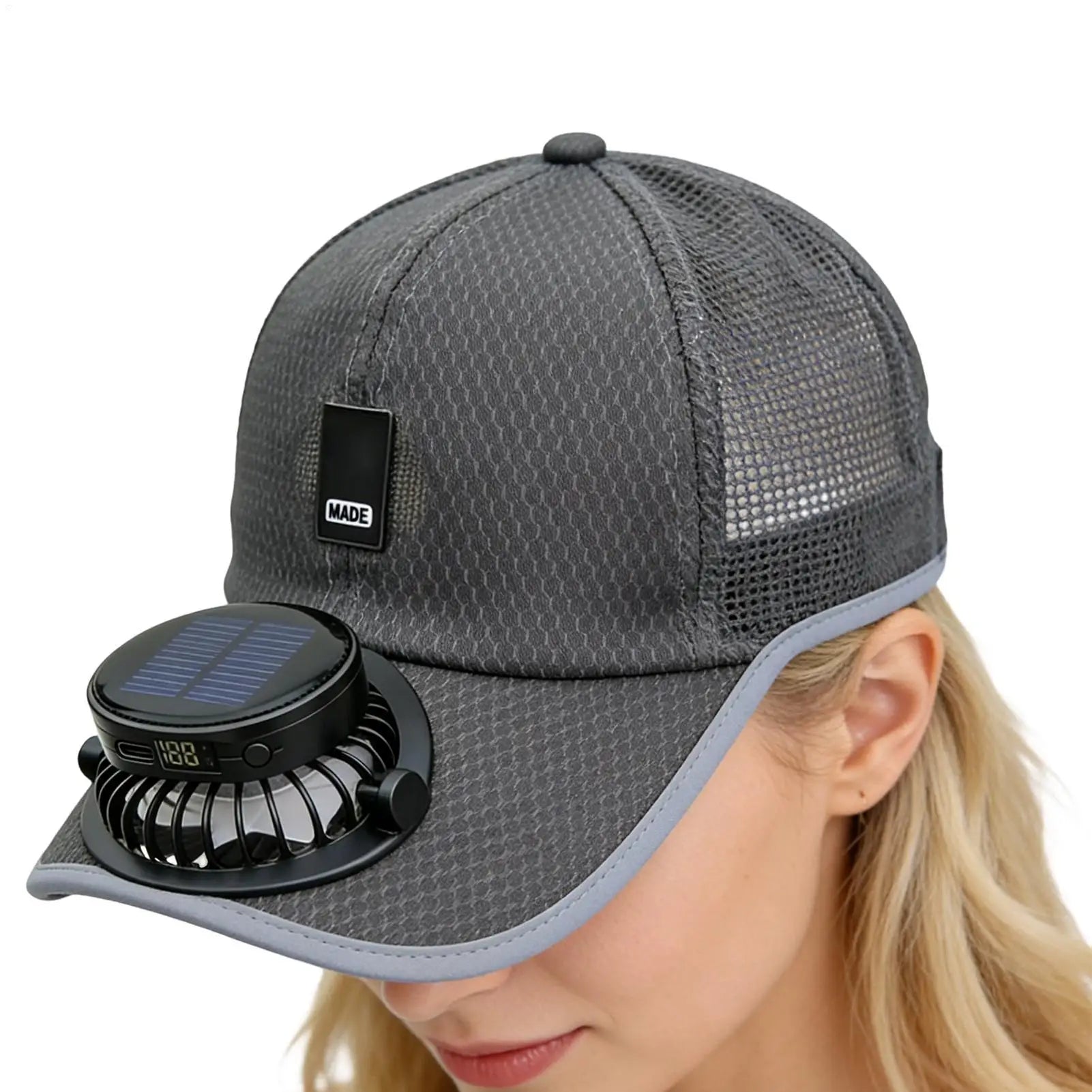 Summer Sunhat with Solar Fan Sun Block Baseball Hat with Solar Fan USB Charging Fan Outdoor Sunhats Sunscreen Sunshade Hats Oasis Select