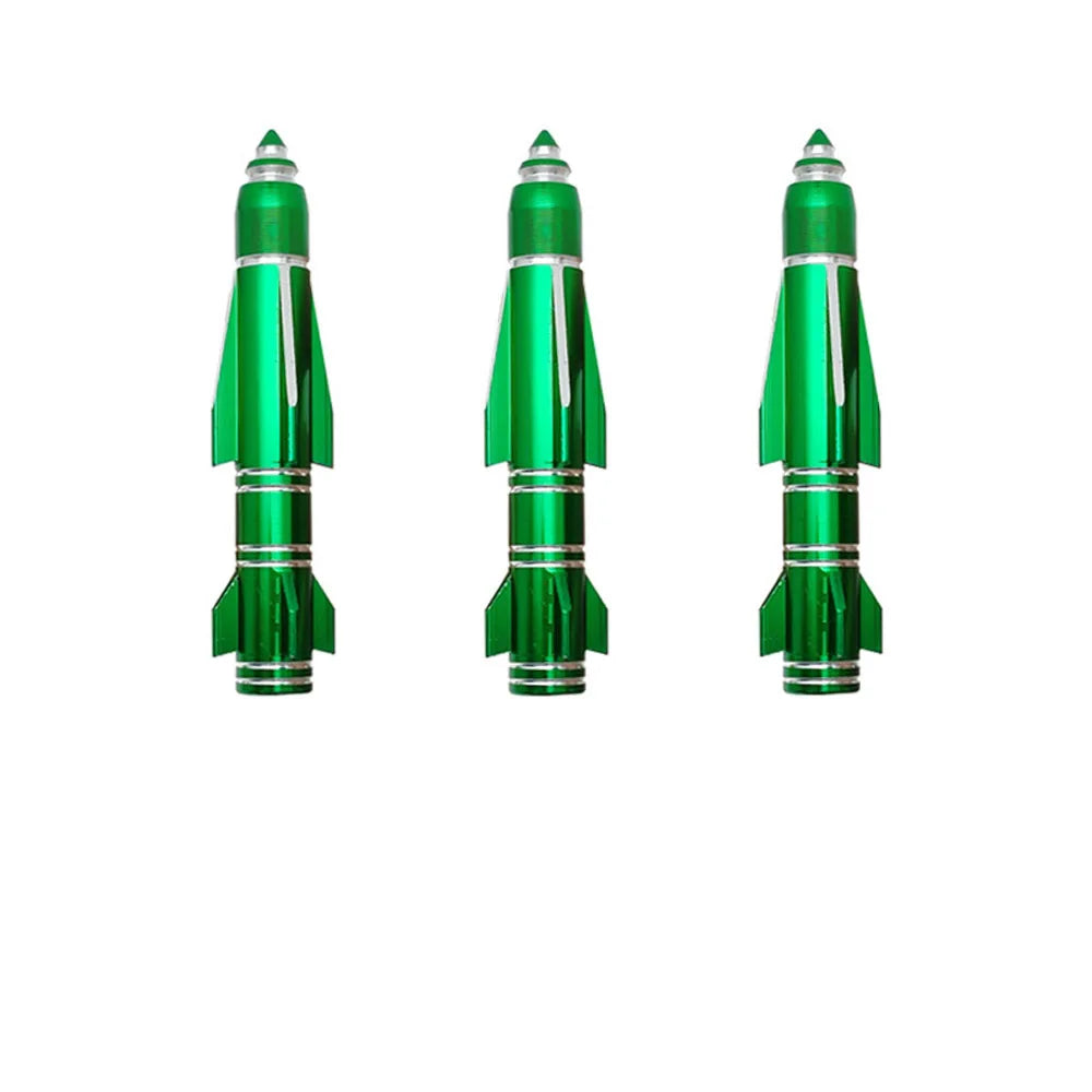4Pcs 70mm Rocket Valve Caps, Aluminum Alloy Dustproof and Waterproof Tire Valve Stem Caps, for Cars, Trucks and Motorcycles Oasis Select Green-4Pcs