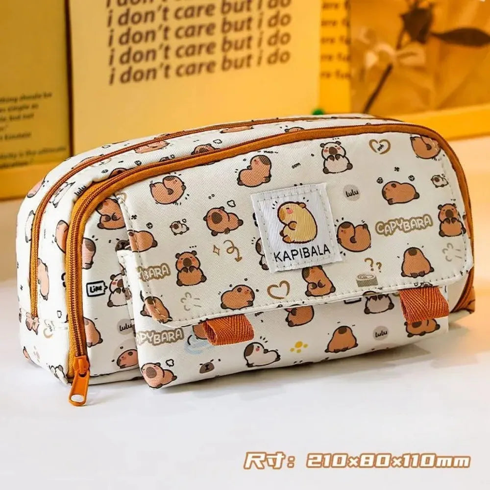 1 Piece Cute Capybara Pencil Case for Student Cartoon Anime Cat Paw Creative Pencil Bag High Capacity Stationery Storage Bag Oasis Select Only Pen Bag
