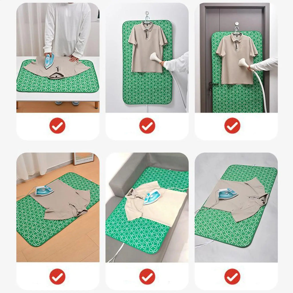 Portable Ironing Mat Heat Resistant Thickened Waterproof Non-slip Hanging Laying Soft Ironing Mat Protection Heat Insulation Oasis Select