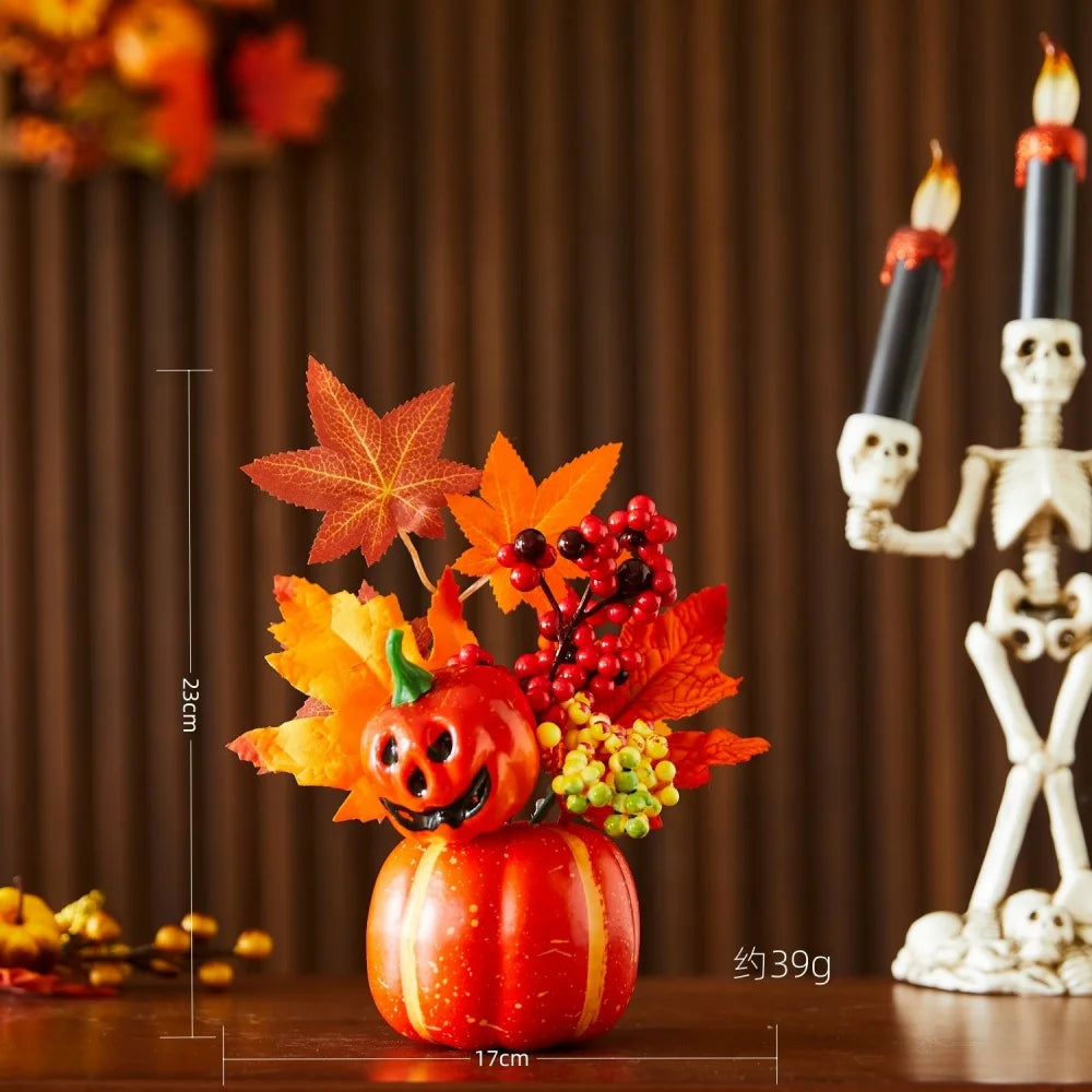 1pc Halloween decorations Pumpkin ornaments Artificial pumpkin maple leavesAutumn Party Harvest Festival Autumn home décor props Oasis Select Style 4