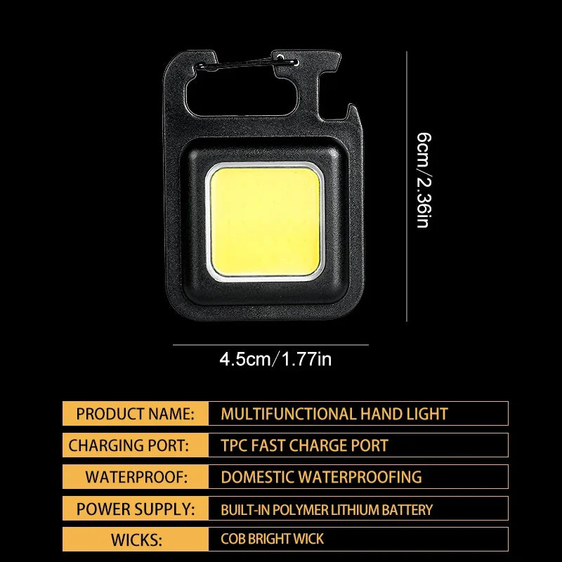 Super Bright MINI COB Keychain Flashlight Charging Lamp Camping Lights with Magnet 4 Lighting Modes for Camping Home Oasis Select