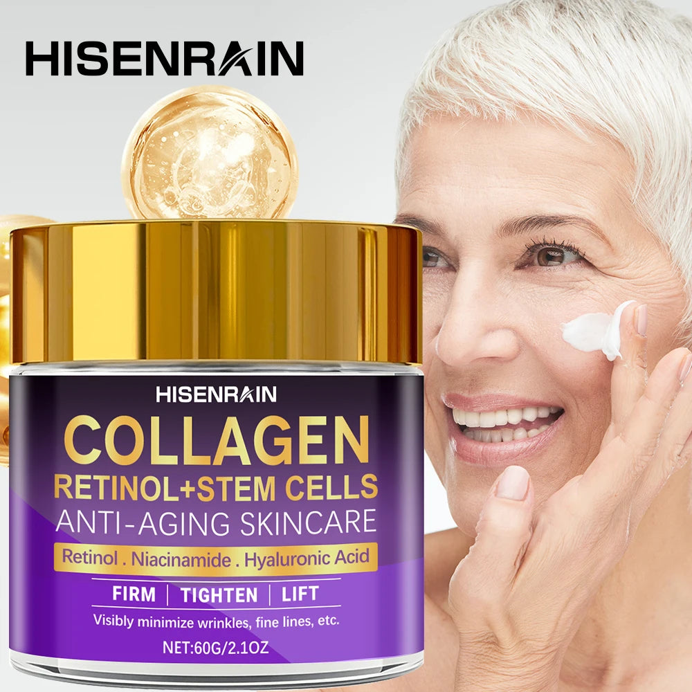 HISENRAIN Premium Collagen & Retinol Face Cream - Anti-Aging Moisturizer for Wrinkle Reduction, Firming & Hydrating Skin. Oasis Select
