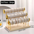 1pc Step Velvet Necklace Bracelet Foot Chain Display Stand Desktop Bedroom Dressing Table Sales Cabinet, Business Cabinet Oasis Select 3layers-beige