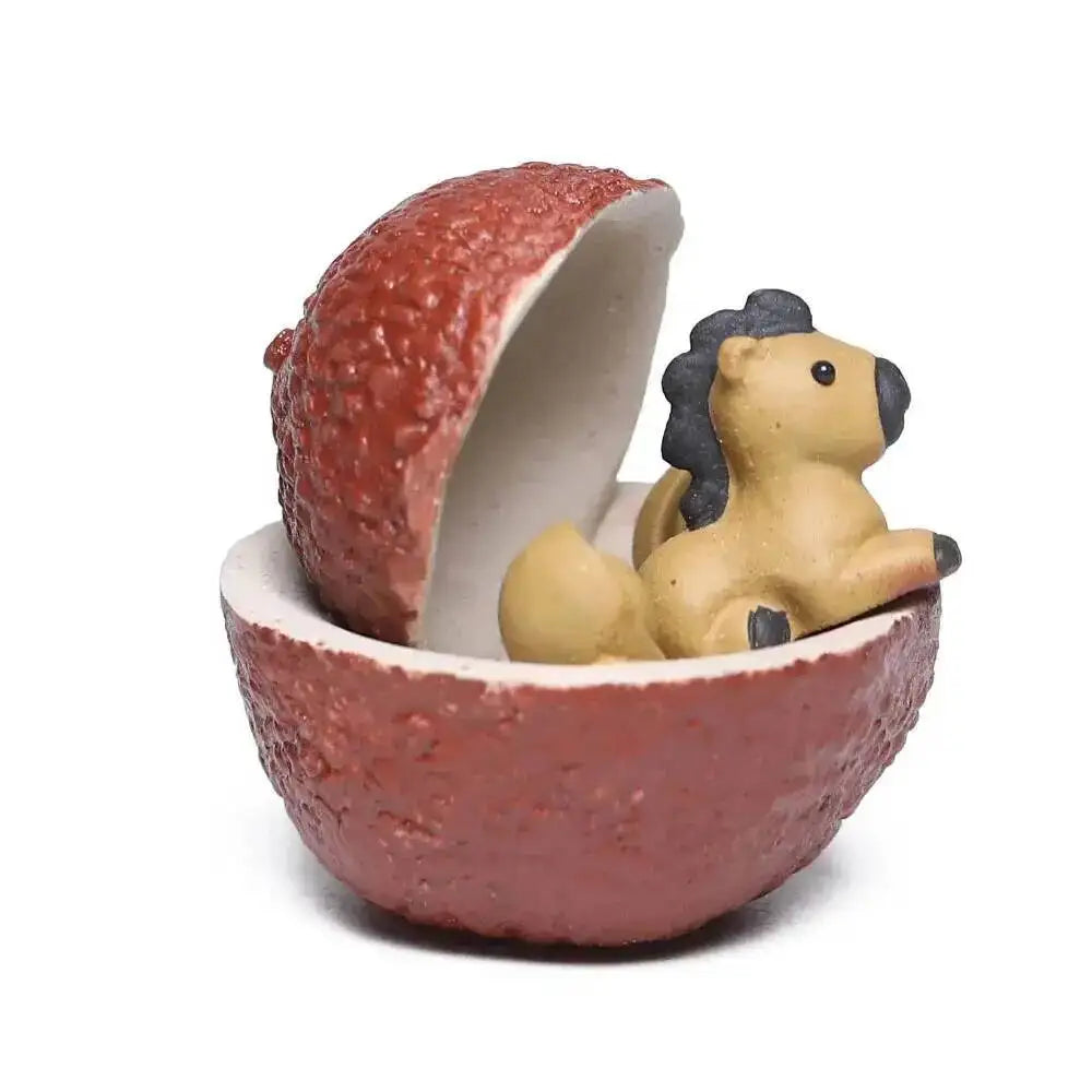 Purple Clay Tea Pet Horse Small Ornament Creative Fruit Lychee Tea Ceremony Tea Set Table Accessories Ceramic Decoration Instant Oasis Select