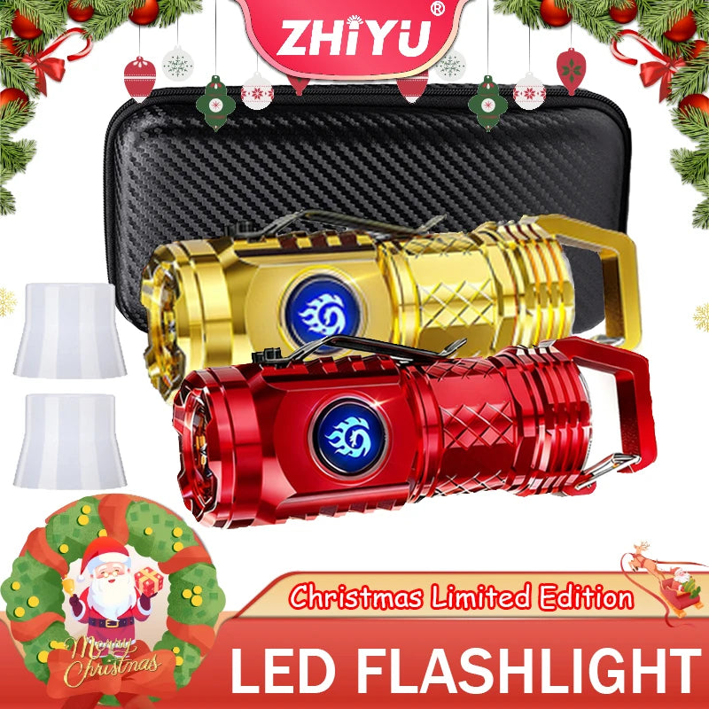 Powerful Mini Handheld Flashlight USB Rechargeable Pocket Torch for Outdoor with 5 Modes Camping Hook Lantern Tent Light Oasis Select
