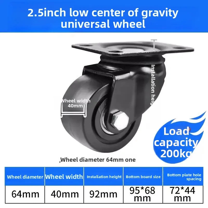 1.5/2/3inch Heavy Duty Swivel Castor Trolley Wheels Furniture Rotatable Caster with Safety Lock Brake for Table Chair Sofa Oasis Select 2.5 inch H