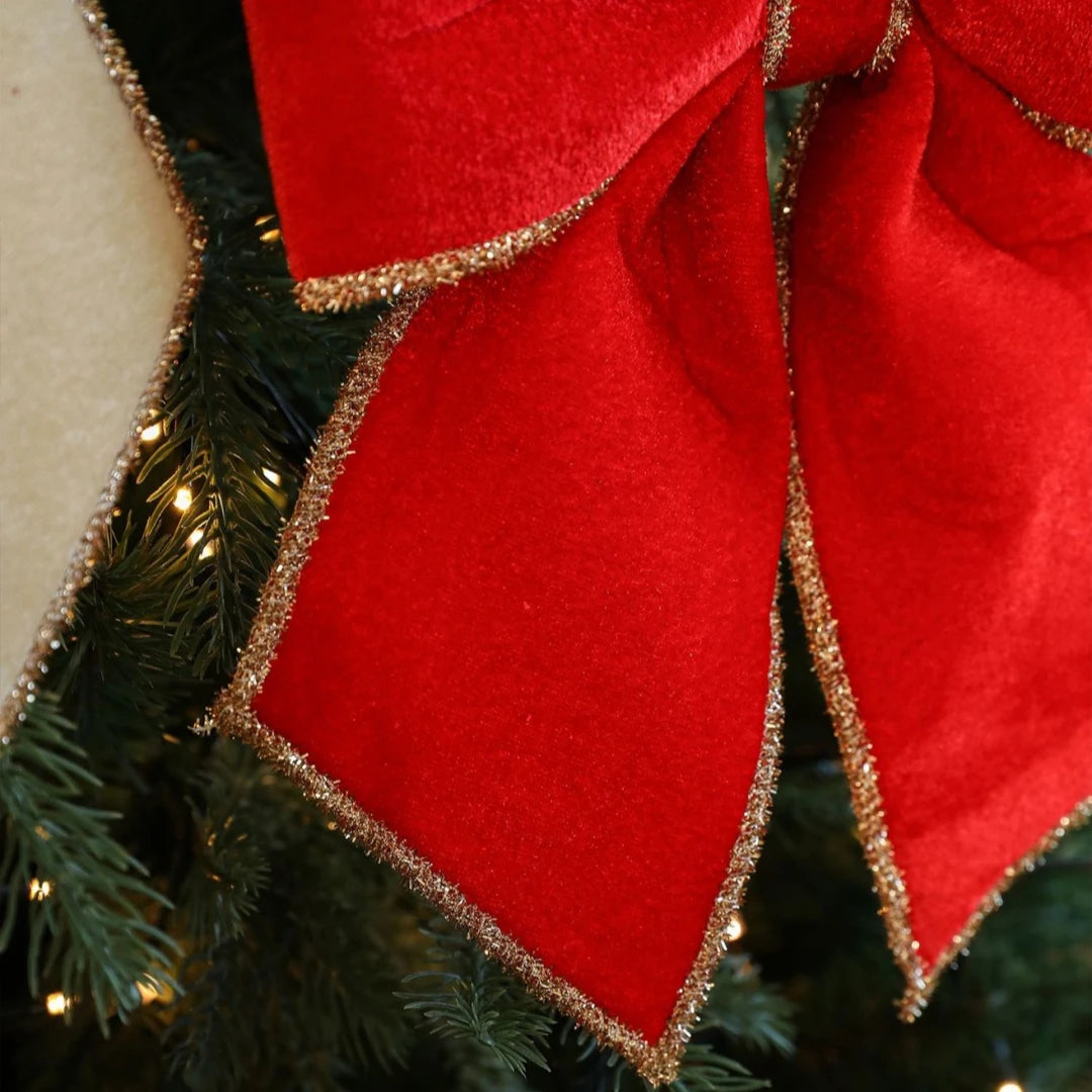 Red Velvet Gold-Edged Christmas Bow Christmas Tree Hanging Ornament Christmas Decorations Christmas Tree Decorations Oasis Select