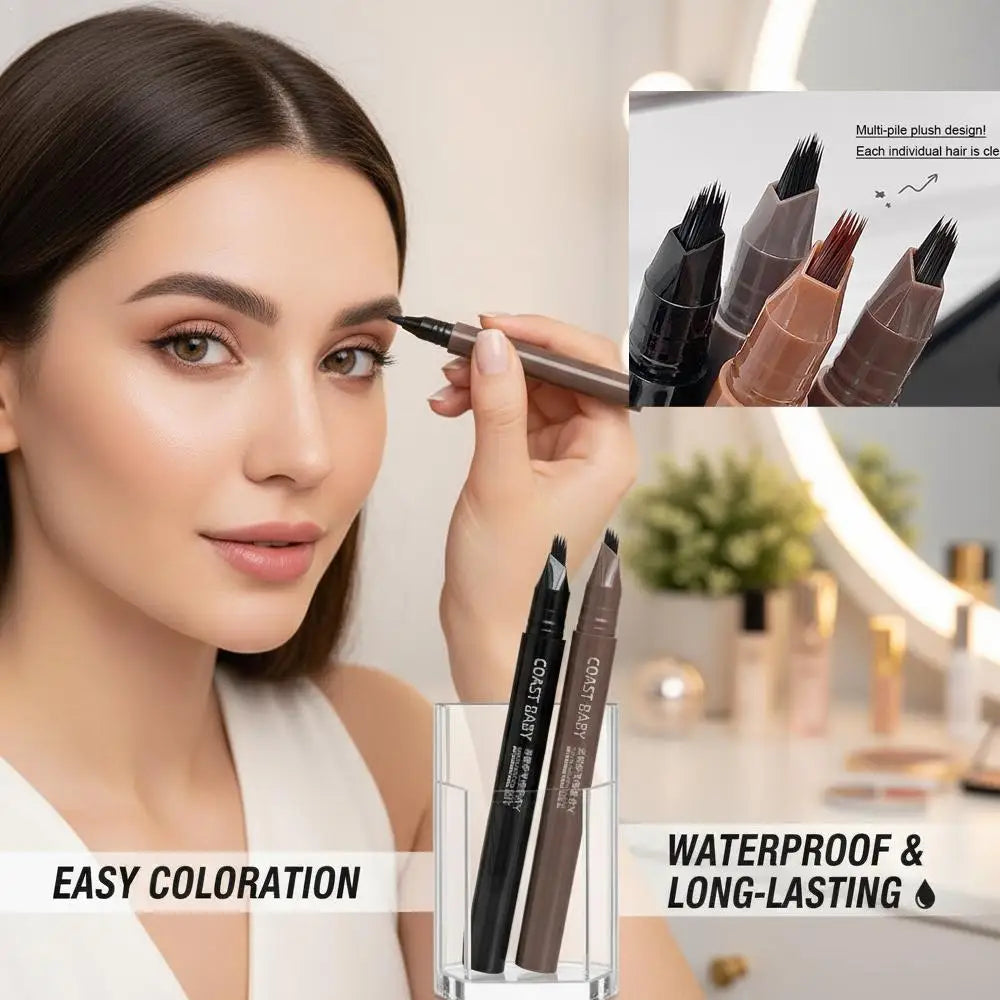 BIOAOUA 4-Pronged Waterproof Liquid Eyebrow Pencil – Long-Lasting Liquid Eyebrow Pencil Oasis Select
