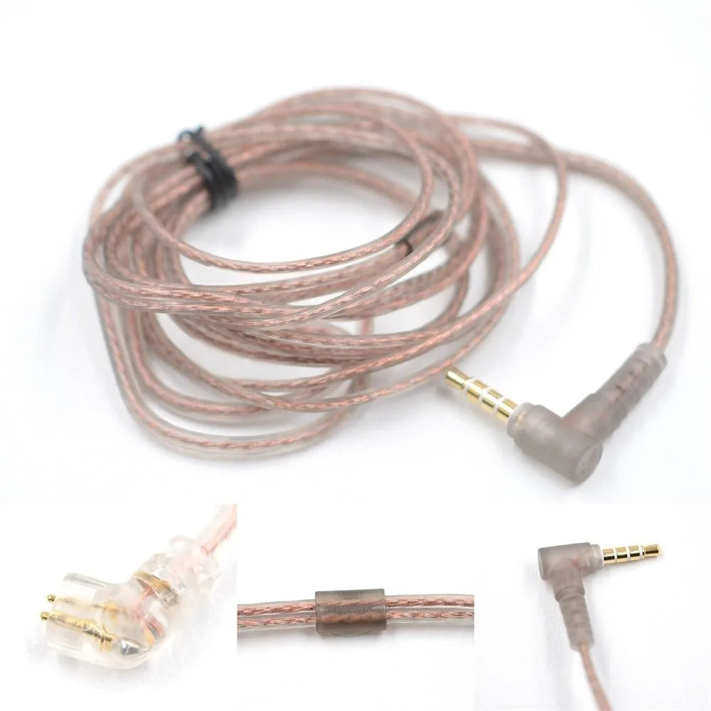 KZ ZS10 ZSN ZEX PRO In Ear Cable High-Purity Oxygen-Free Copper Twisted Upgrade Cable 2Pin Cable For KZ ZEX Silver Plated Cable Oasis Select C Pin No Mic