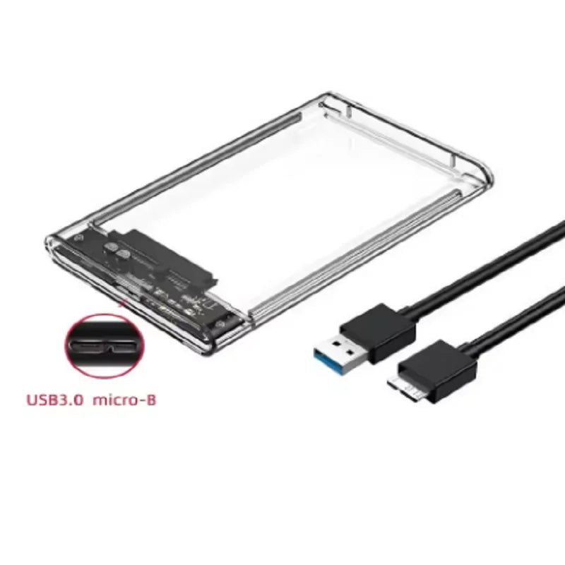 2.5 Inch Transparent HDD Case HDD Enclosure SSD SATA To USB 3.0 Type-C 3.1 Adapter Portable External Hard Drive Box Tool-Free Oasis Select Micro B-USB A