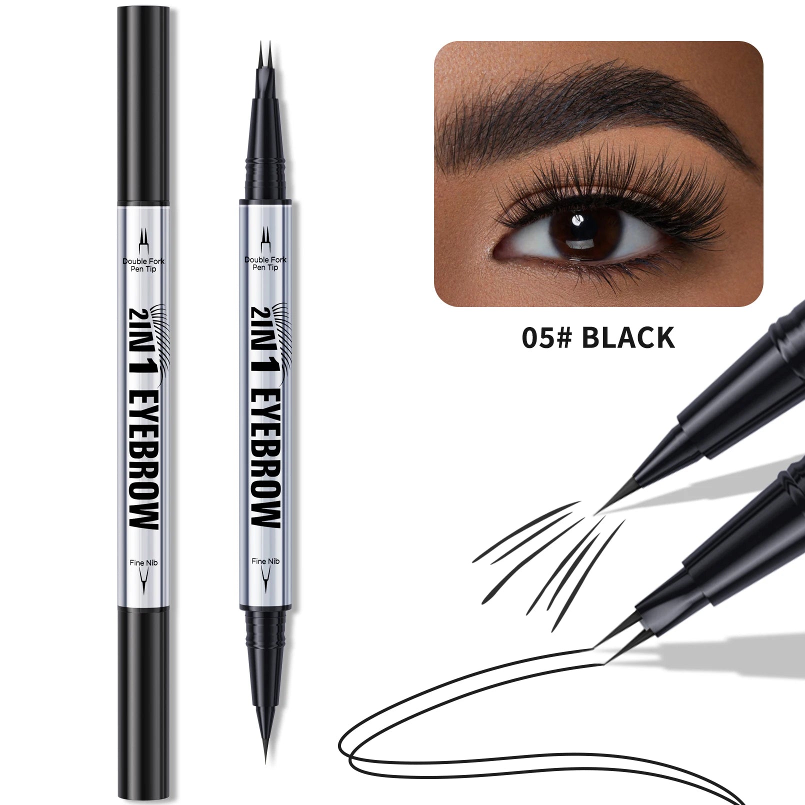 Hello Kiss 2-in-1 Waterproof Eyebrow Pencil – Double-Ended Brow