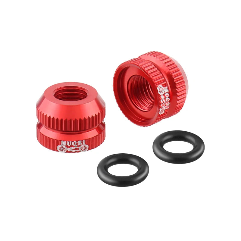 2Pcs Bike Tubeless Tire Presta Valve Nut MTB Road Bicycle Rim Aluminum Ultralight Valve Cap Cycling Repair Parts Oasis Select Red-1Pair
