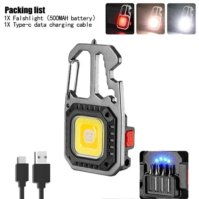 COB Keychain Work Light – 8 Modes 500LM Rechargeable LED