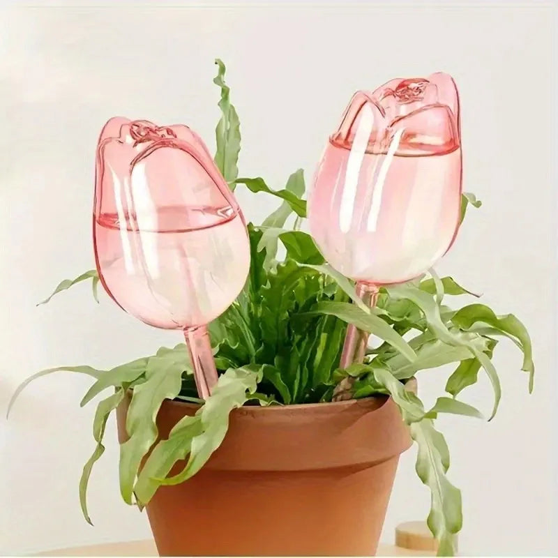 Pink tulip plant watering balls, suitable for indoor and outdoor plants, automatic plant drippers, and automatic watering Oasis Select