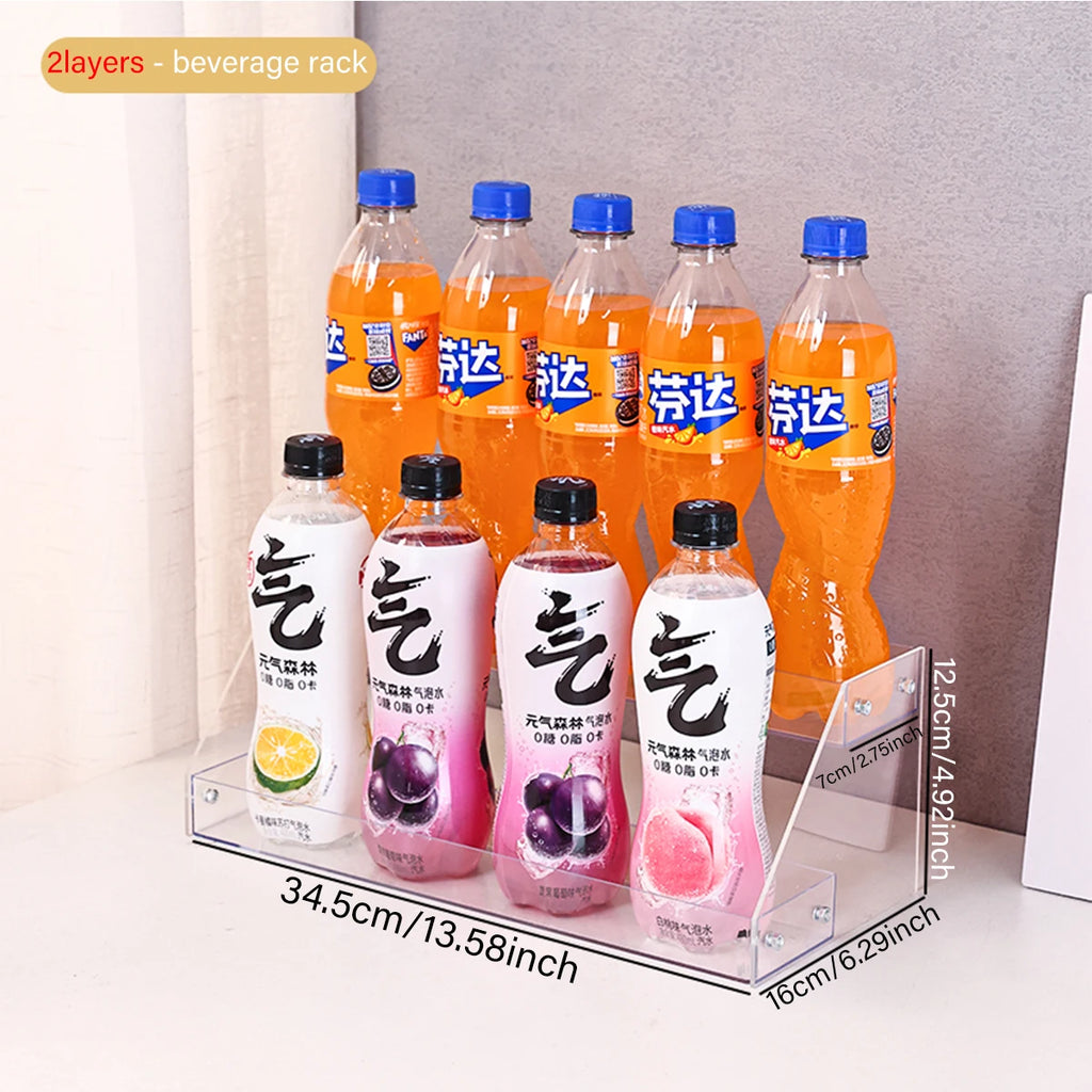 1pc multi-layer acrylic transparent desktop beverage display organizer, multifunctional beer, cola, canned soda, storage shelf Oasis Select 2layers-Transparent