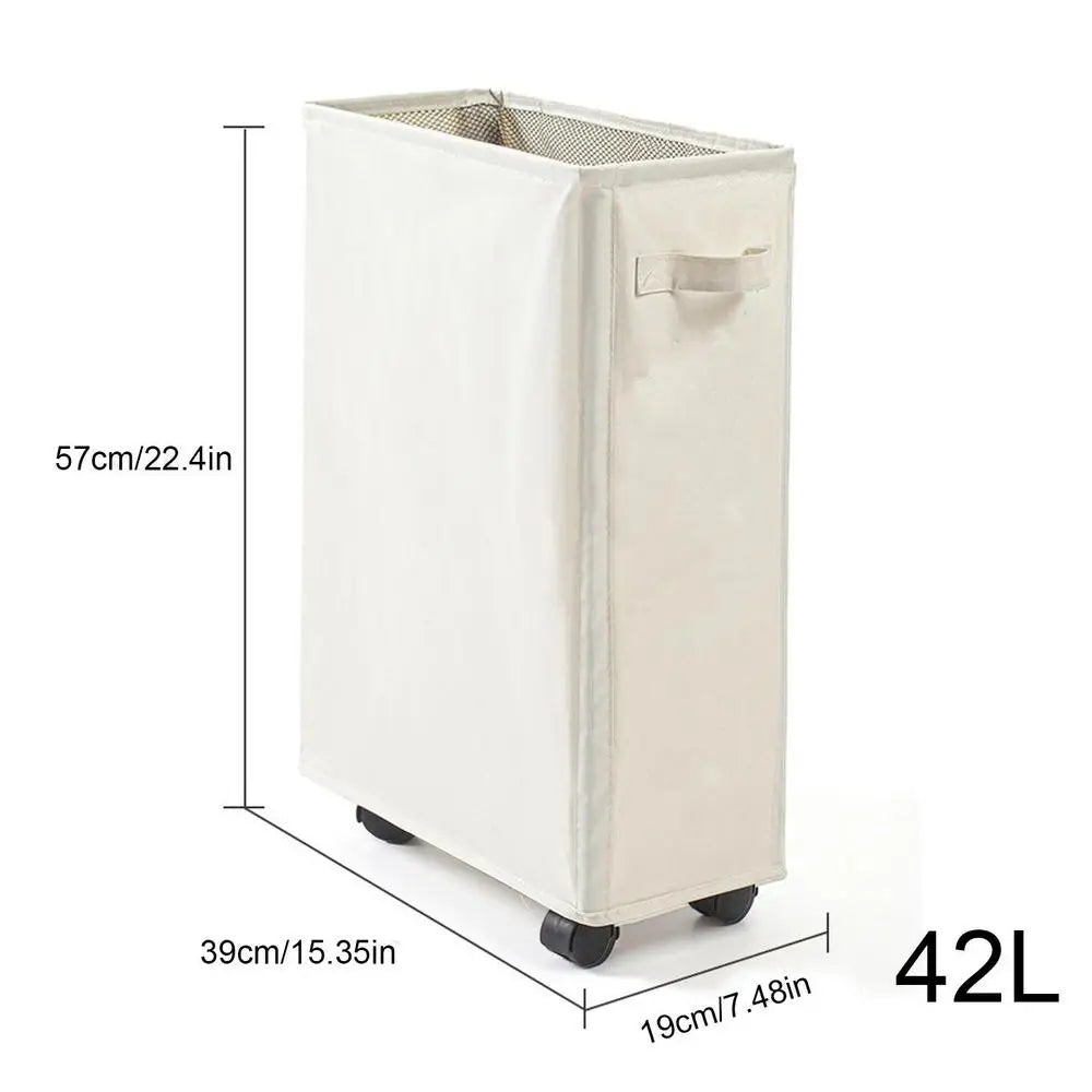 Foldable Laundry Baskets 42L Freestanding Narrow Corner Bin with Handle Dirty Clothes Storage for Washing Toys Clothes Towels Oasis Select Beige