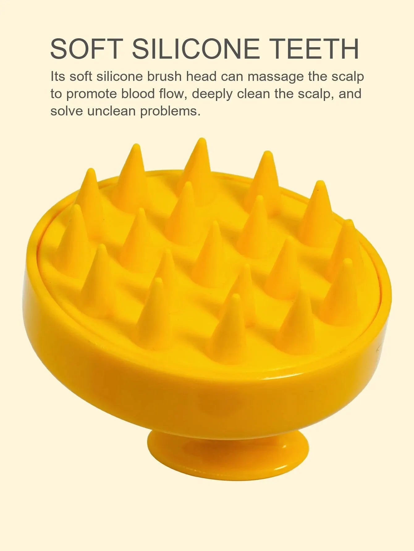 Silicone Shampoo Scalp Hair Massager Head Body Scalp Massage Brush Scalp Massage Brush Comb Magic Handle Brush Spa Massage Brush Oasis Select 267-Yellow