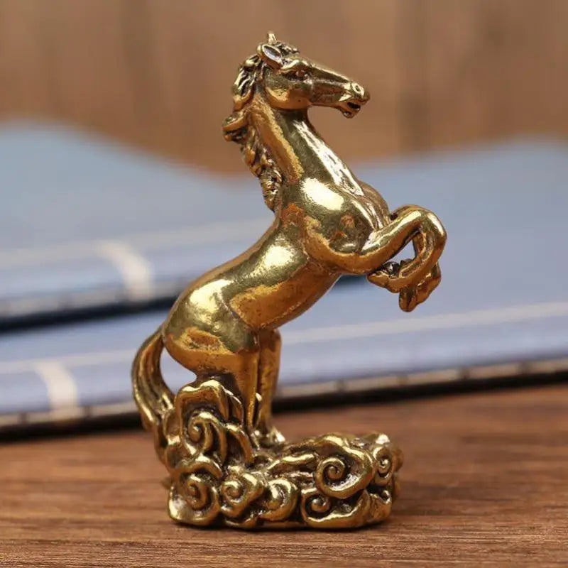 Brass Horse Sculpture Metal Craft Chinese Zodiac Desktop Ornament Living Room Coffee Table Home Decoration Oasis Select