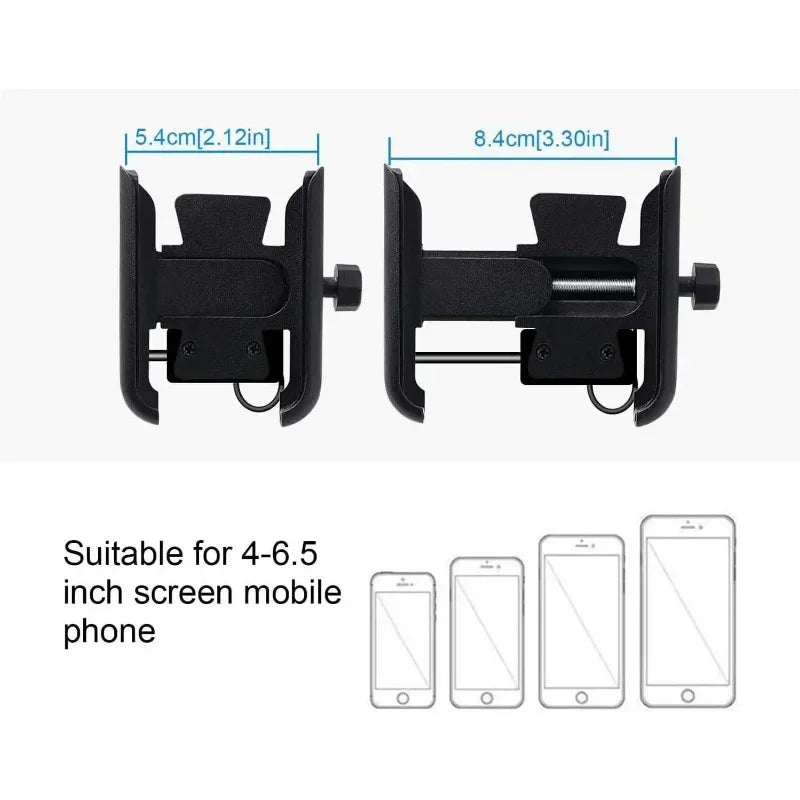 Universal Metal Motorcycle Phone Holder Aluminum Alloy Anti-Slip Bracket GPS Clip Adjustable Phone Stand for 4-6.5inch Phone Oasis Select
