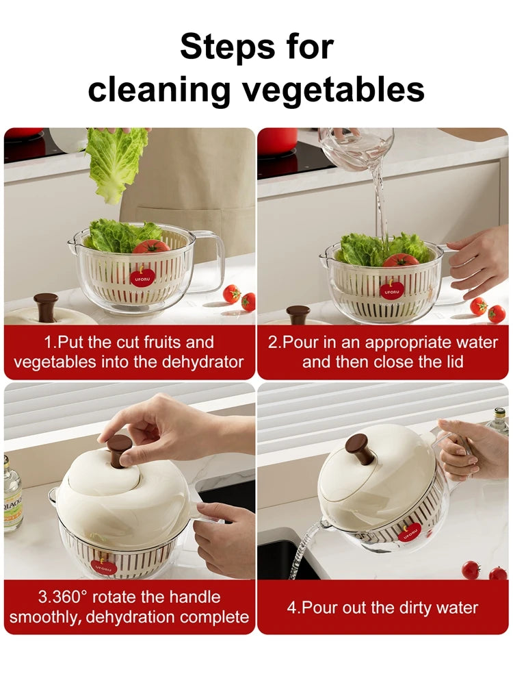 Joined Large Salad Spinner with Drain, Bowl, and Colander - Quick and Easy Multi-Use Lettuce Spinner, Vegetable Dryer, Fruit Was Oasis Select