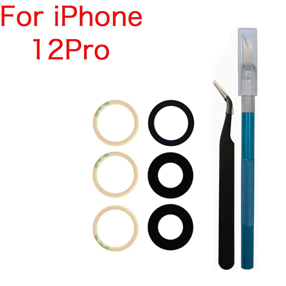 iPhone Camera Lens Glass Replacement Kit + Tool + 3M Adhesive