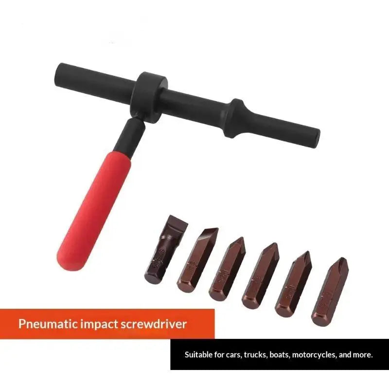 Air Impact Screw Remover F3369 6Pcs Black Diamond Steel Slotted & Bits Pneumatic Hammer Compatible Oasis Select