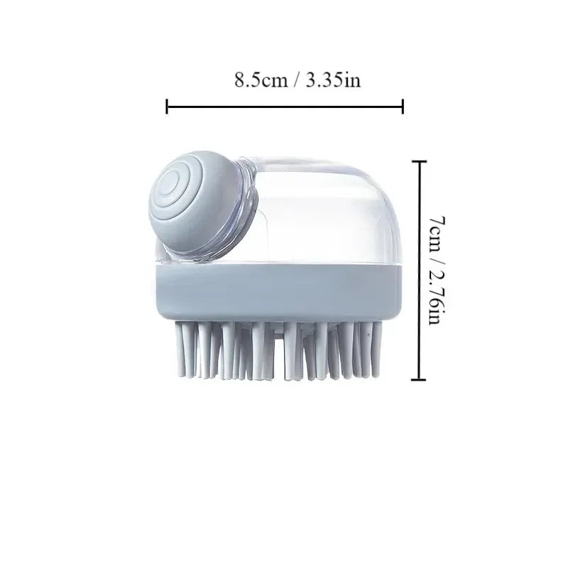 Pet Bath Brush with Shampoo Dispenser | Soft Silicone Pet Grooming Brush Oasis Select Grey