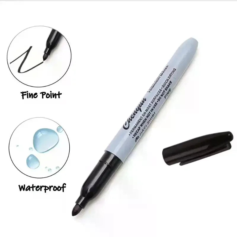 1Set Black Permanent Marker Pens, Fine Tip, Waterproof, Quick Drying Outlining Drawing Pen Marker Pen Oasis Select