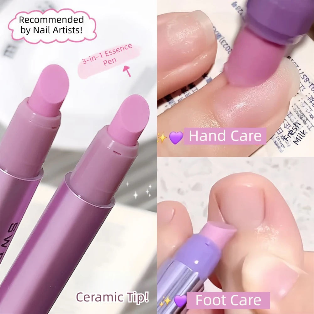 3-in-1 Cuticle Oil Pusher Pen with Ceramic Tip | Nail Care
