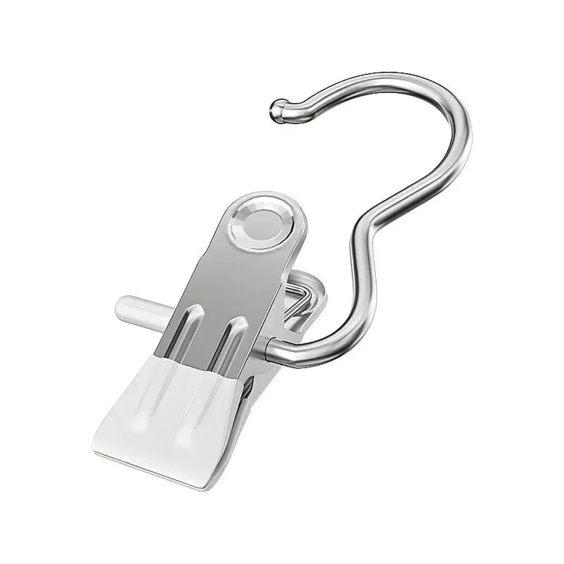 10pcs Multifunctional Stainless Steel Pants Clip with Double Adhesive Hooks for Home Storage And Clothes Drying Oasis Select White 10pcs