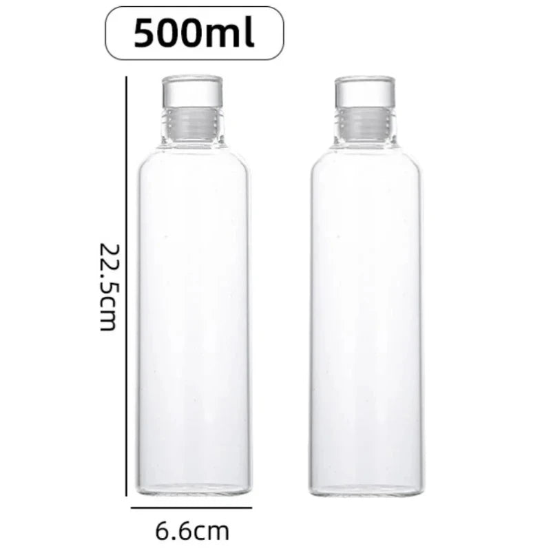 2Pcs Borosilicate Transparent Glass Cup No Scale Portable Leak-Proof Water Bottle, for Coffee, Juice, Milk, Tea, Other Beverages Oasis Select 500ml-2Pcs 300ML-1000ML