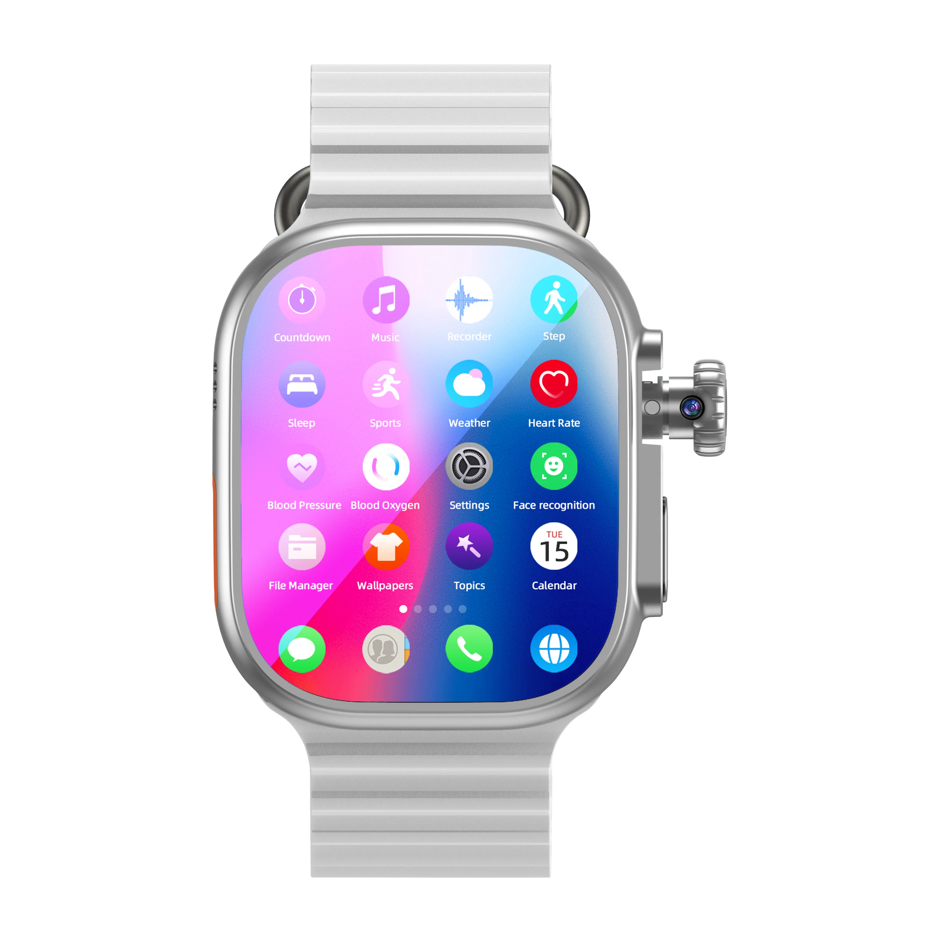 DW100 Pro Updated DW200 Pro 5G LTE Full Netcom Android 13.0 Smartwatch Smart Watch With Rotary Camera Touch ID Infrared function Oasis Select Silver Gray 4GB 64GB