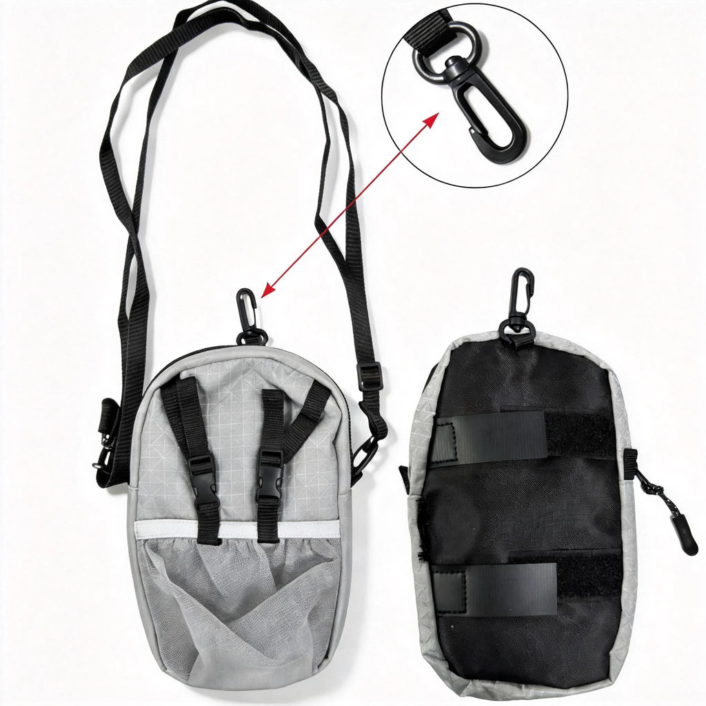 Water Bottle Holder Phone Pocket Outdoor Waterproof Adjustable Strap Nylon Backpack Shoulder Pouch for Cycling Hiking Camping Oasis Select B GRAY