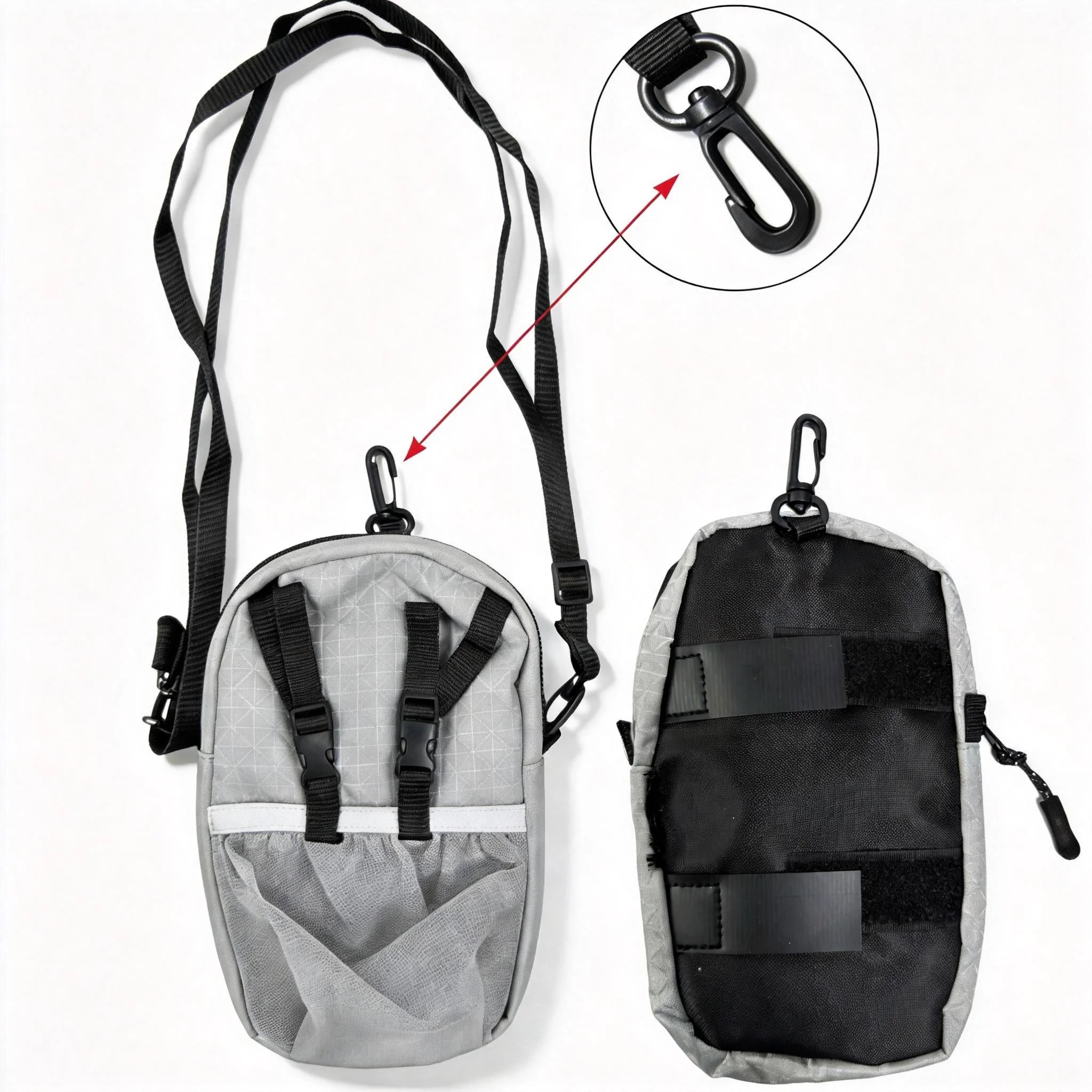 Water Bottle Holder Phone Pocket Outdoor Waterproof Adjustable Strap Nylon Backpack Shoulder Pouch for Cycling Hiking Camping Oasis Select B GRAY