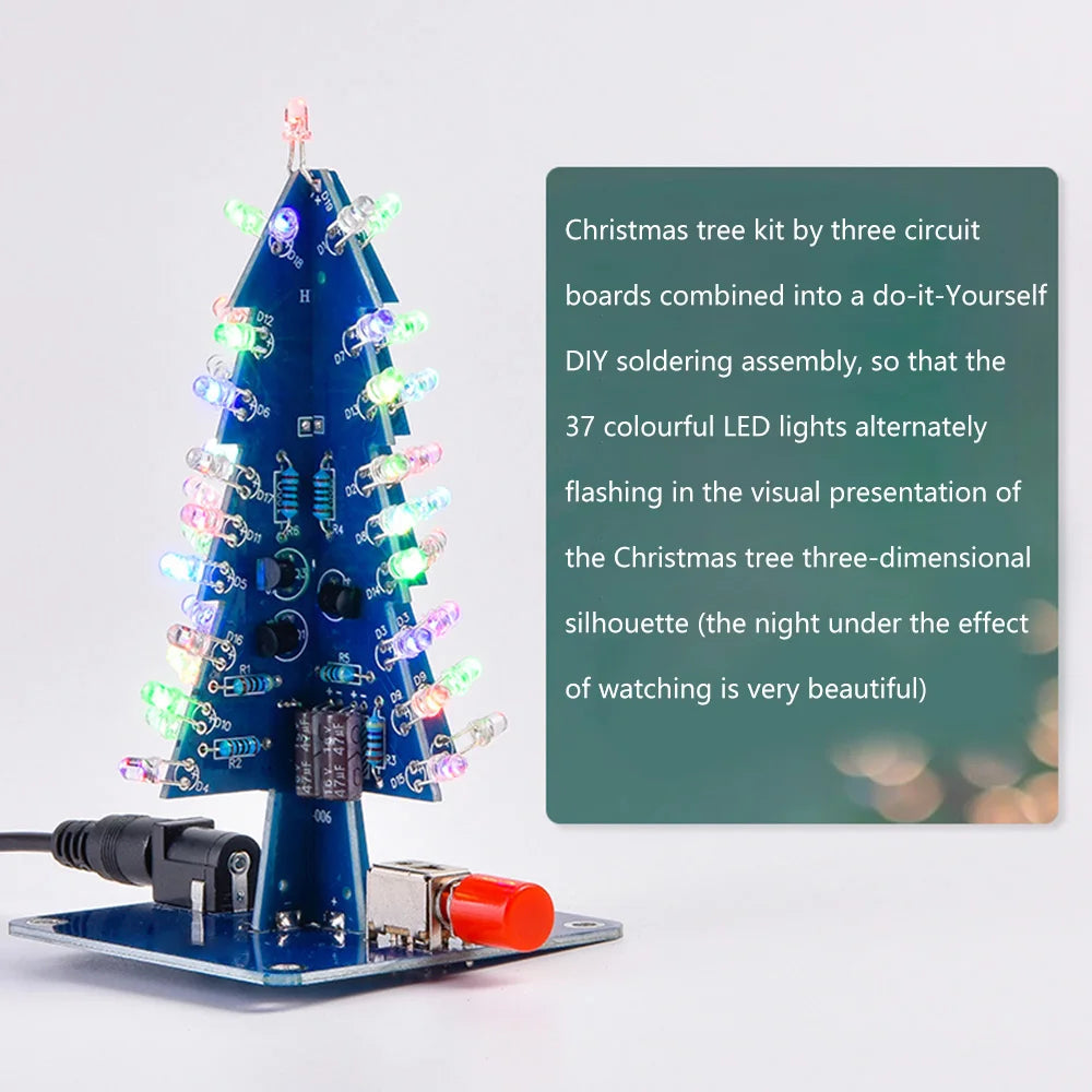Three-Dimensional 3D Christmas Tree LED DIY Kit Colorful LED Flash Circuit Kit Electronic Fun Suite Oasis Select