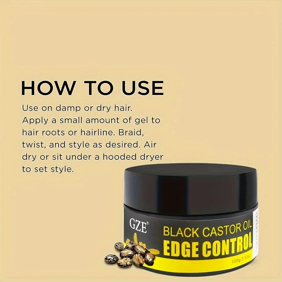 GZE Black Castor Braid, Loc & Twist Gel – Coconut Oil Edge Control