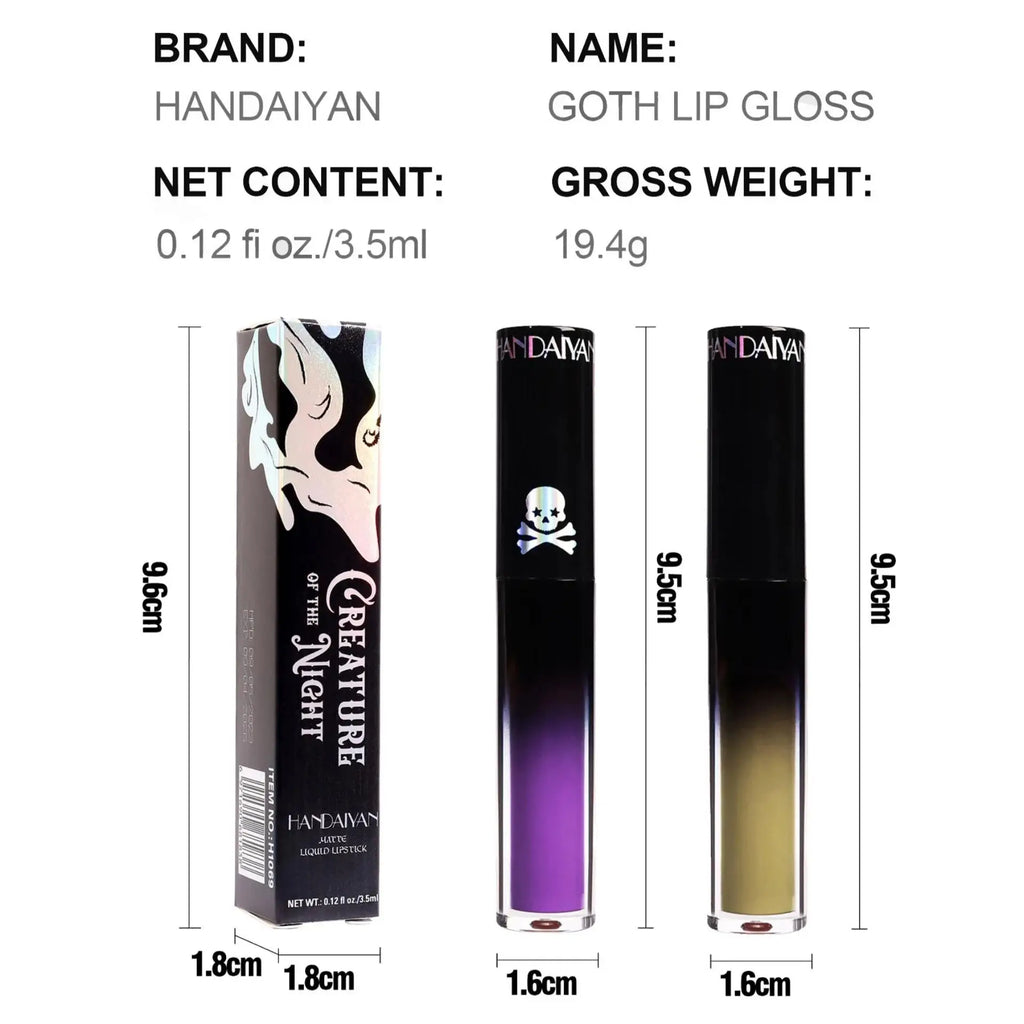 Handaiyan Matte Vampire Lip Gloss – Black & Purple Waterproof