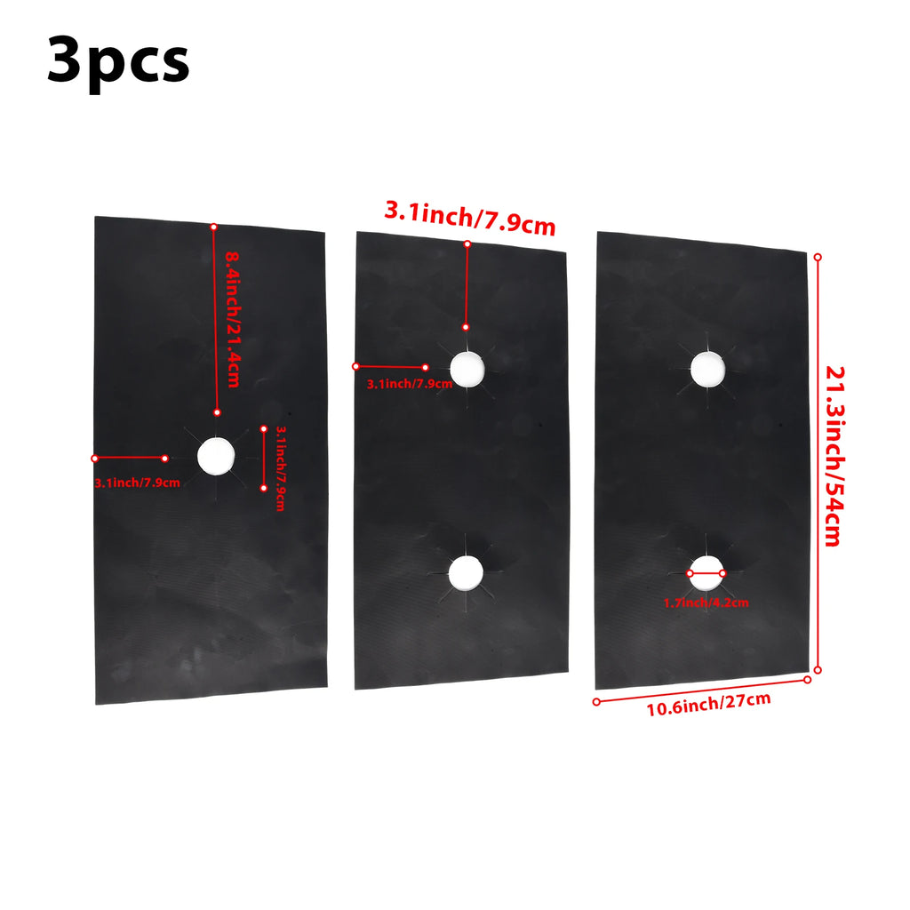 3Pcs/Set Gas Stove Pad Stove Protective Cover 5-Hole Kitchen Cleaning Anti-dirty Protector Pads 54x27cm Oasis Select